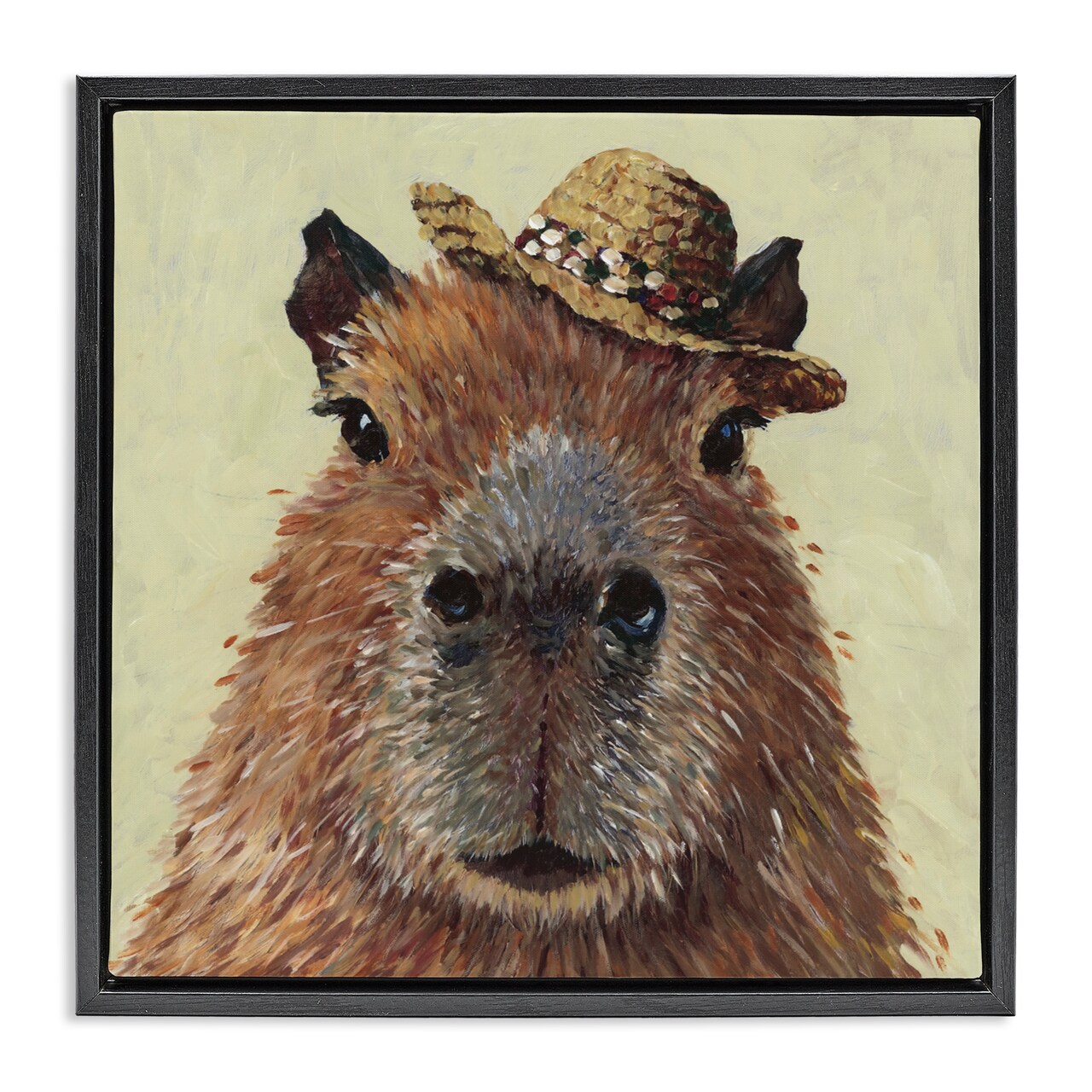 Stupell Industries Capybara with Straw Hat Floating Frame, design by Studio Bautista